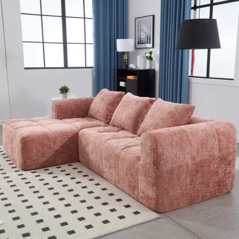 UNITED WE WIN 98.42-inch modular sectional sofa, modern modular L-shaped sofa with chaise longue, equipped with small side pockets and free of compression during installation.-海智集-Default-