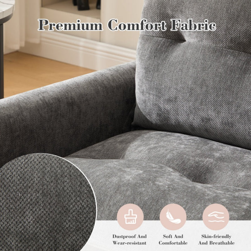 UNITED WE WIN Swivel Barrel Chair - Mid Century Modern Chair, Thick Padded Arm Chair with Solid Metal Base, Comfortable Single Sofa Chair, Swivel Accent Chair for Living Room Bedroom-海智集-Default-