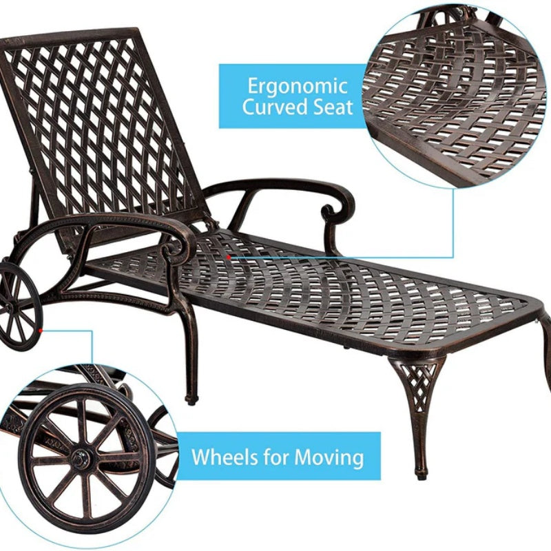 Aluminium Cast lounge chair 1pcs brown-海智集-Default-