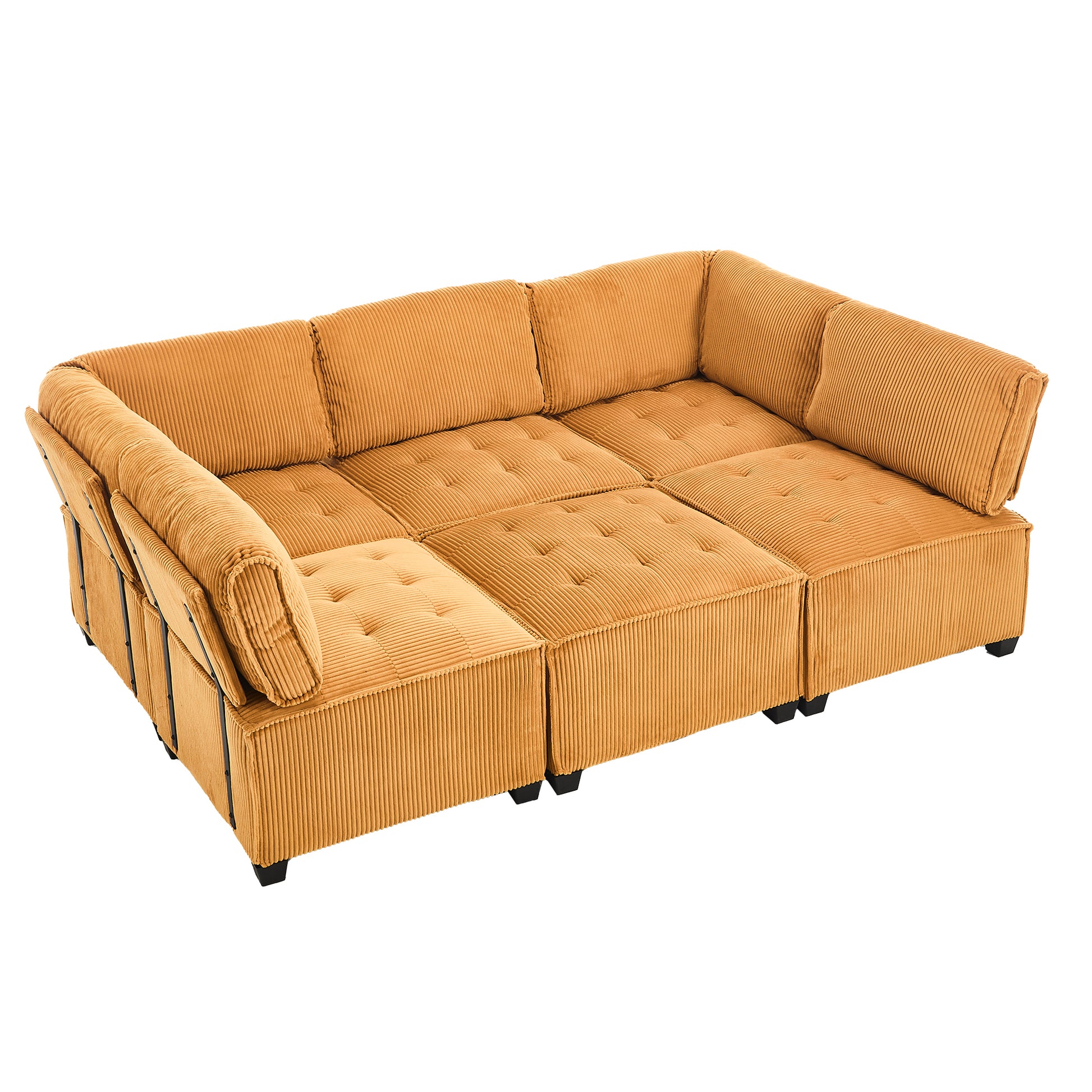 UNITED WE WIN Modular Sectional Sofa U Shaped Modular Couch with Reversible Chaise Modular Sofa Sectional Couch,6- Seat Convertible Sofa,Fit for Living Room-海智集-Default-