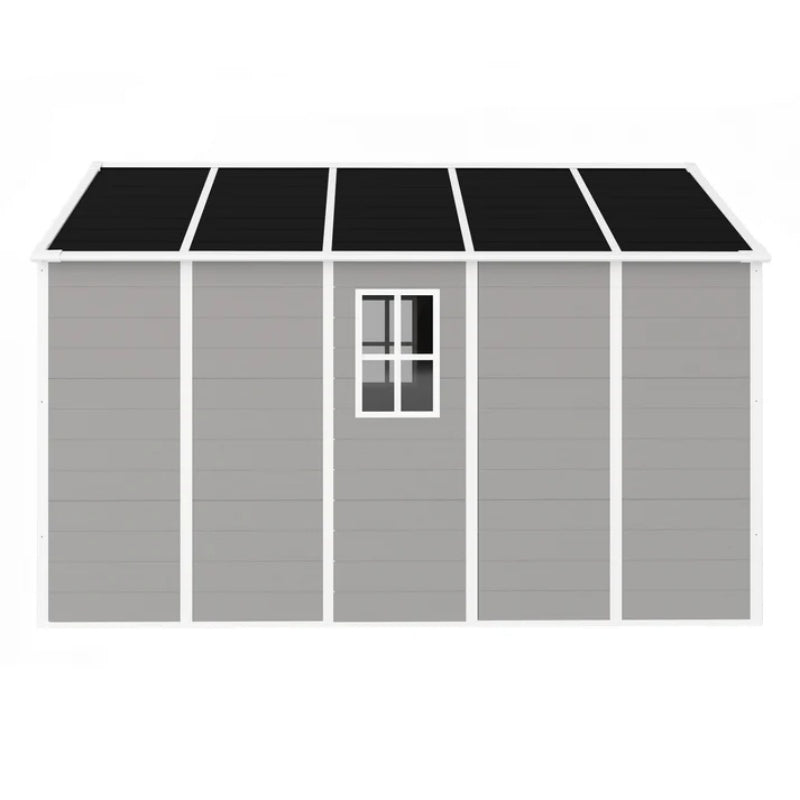 Campcraft 8*10ft resin storage shed, high quality pp material, strong structure, waterproof, rust and UV proof, large storage space, 12mm thick pp board, HD window lighting-海智集-Default-