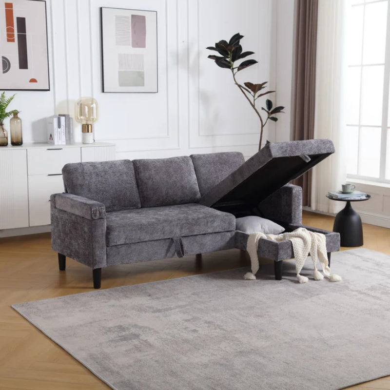 UNITED Sectional Sofa Reversible Sectional Sleeper Sectional Sofa with Storage Chaise-海智集-Default-