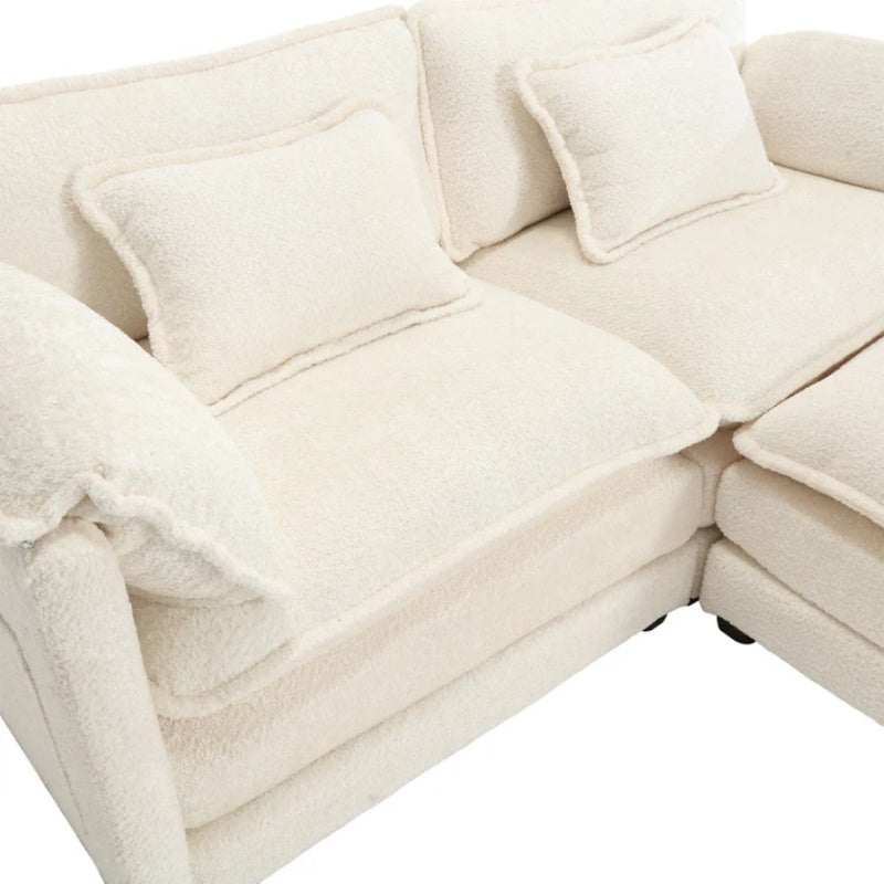 UNITED WE WIN Chenille fabric, removable armrests with side pockets, high density sponge filling, oversized double sofa with footstool-海智集-Default-