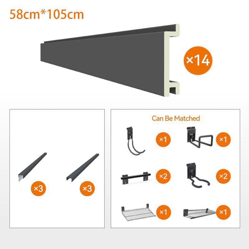 High Quality Garage Tool Home Storage Wpc Wall Board Custom Wpc Decorative Slatwall Panels Custom Wpc Slat Wall Panels - 海智集