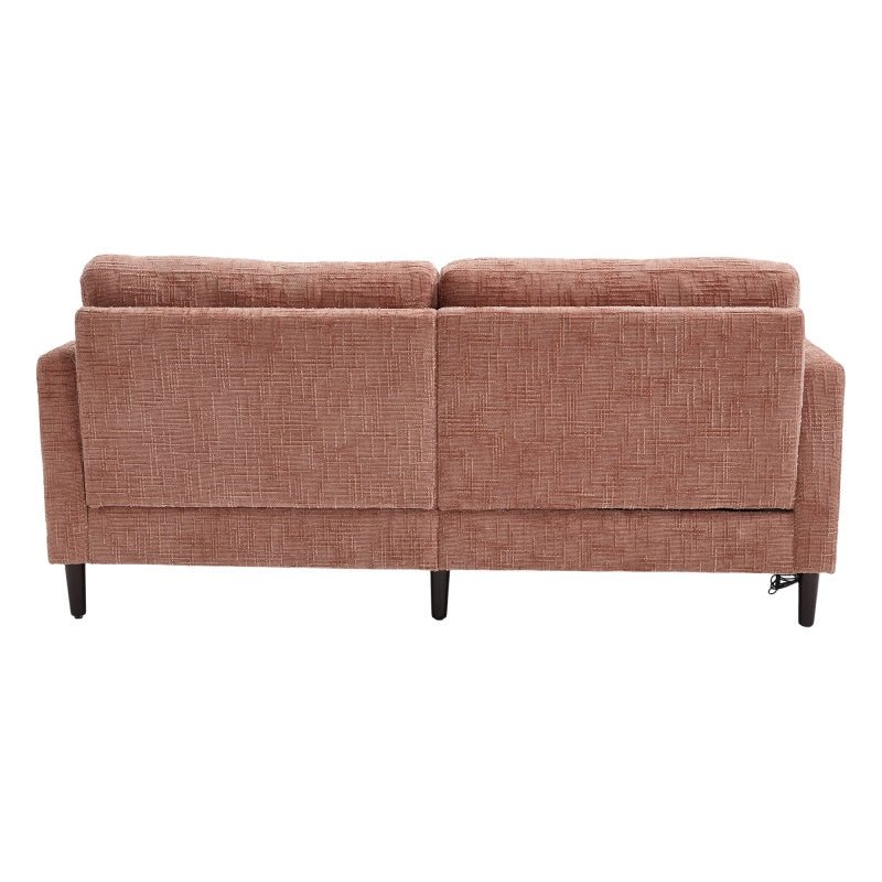 Modern Chenille 2-Seater Sofa with LED Light, USB Port, and Storage Bag in Pink-海智集-Default-