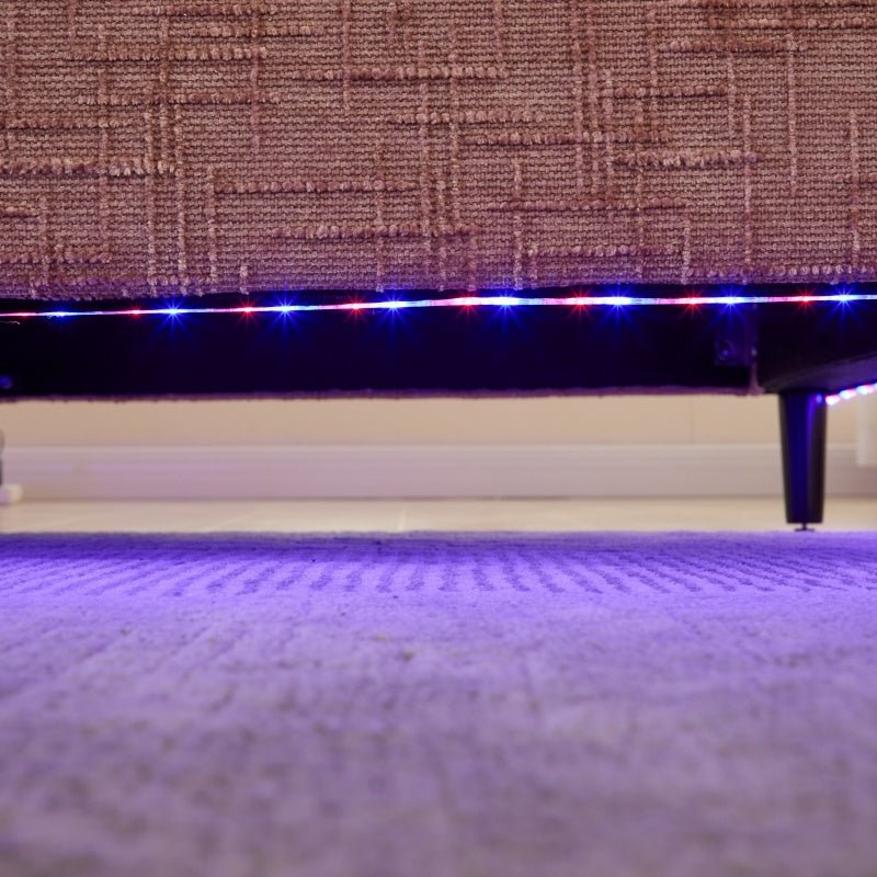 Modern Chenille 2-Seater Sofa with LED Light, USB Port, and Storage Bag in Pink-海智集-Default-