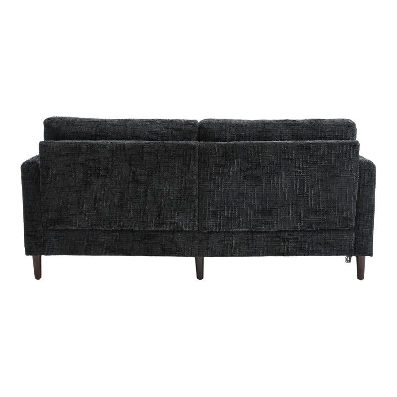 Modern Style Chenille 2-Seater Sofa with LED Light, USB Port and Storage Bag in Black-海智集-Default-