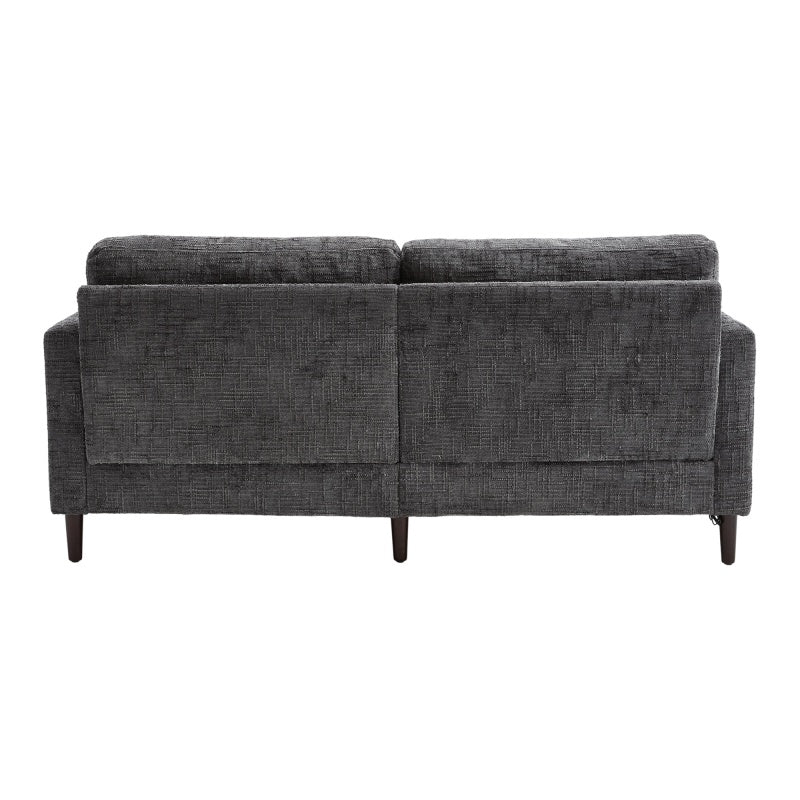 Modern Style Chenille 2-Seater Sofa with LED Light, USB Port, and Storage Bag in Gray-海智集-Default-