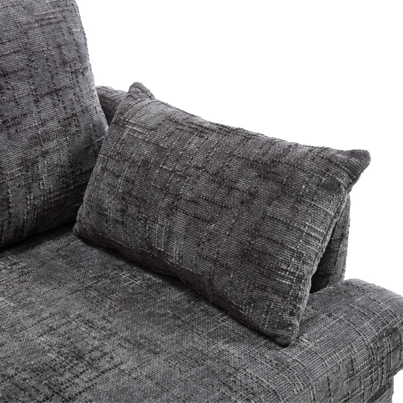 Modern Style Chenille 2-Seater Sofa with LED Light, USB Port, and Storage Bag in Gray-海智集-Default-