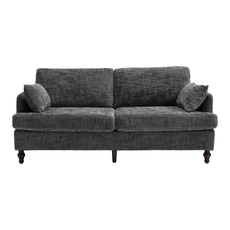 Modern Style Chenille 2-Seater Sofa with LED Light, USB Port, and Storage Bag in Gray-海智集-Default-