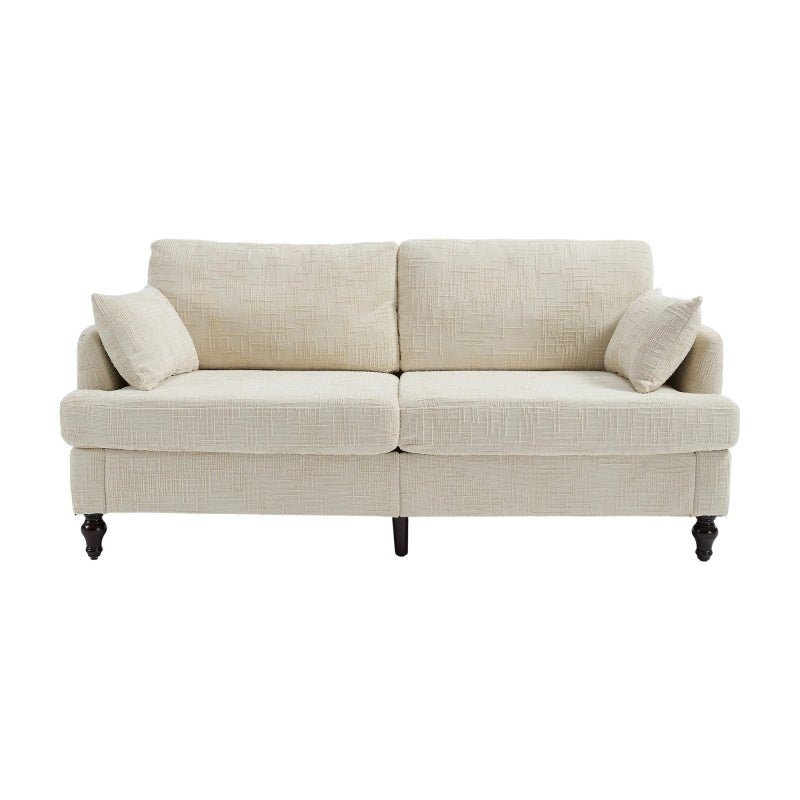 Modern Style Chenille 2-Seater Sofa with LED Light, USB Port, Storage Bag, Wood Legs-海智集-Default-