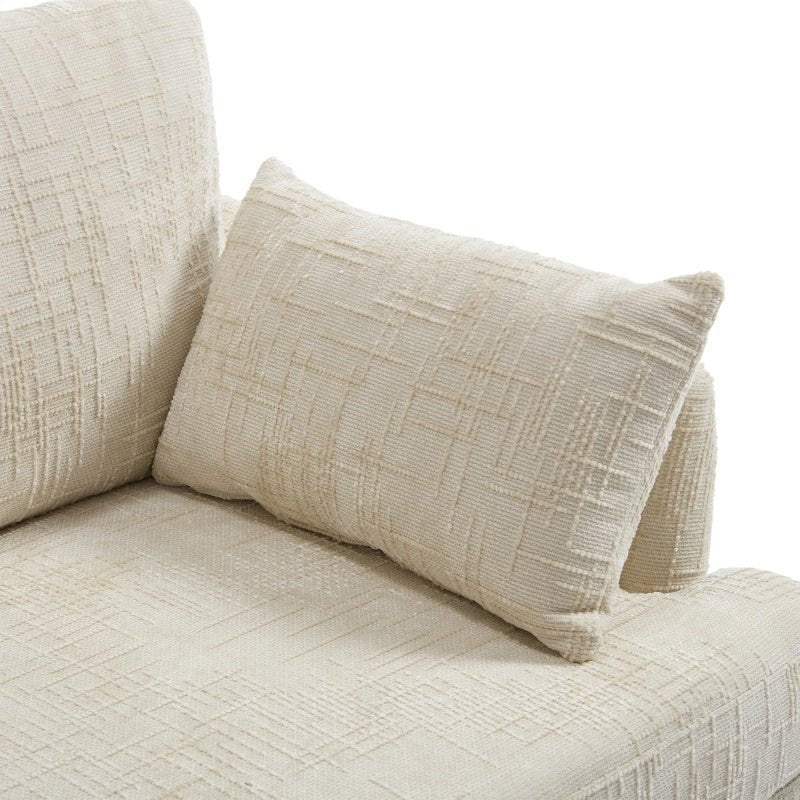 Modern Style Chenille 2-Seater Sofa with LED Light, USB Port, Storage Bag, Wood Legs-海智集-Default-