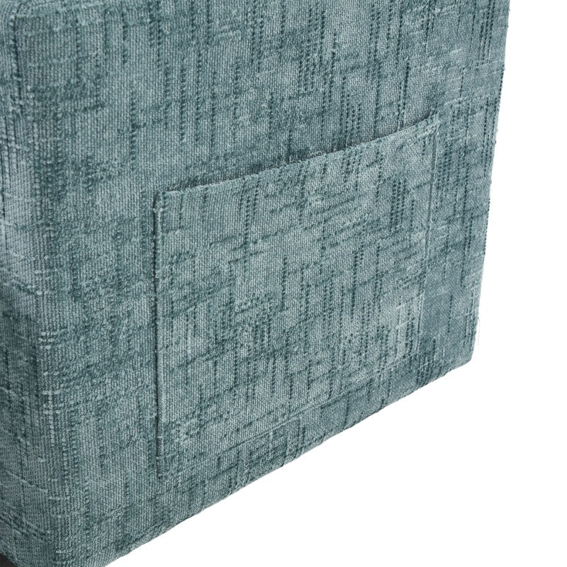 Modern Style Chenille 2-Seater Wood-Legged Sofa with LED Light, USB Charging Port and Storage Bag in Lake Blue-海智集-Default-
