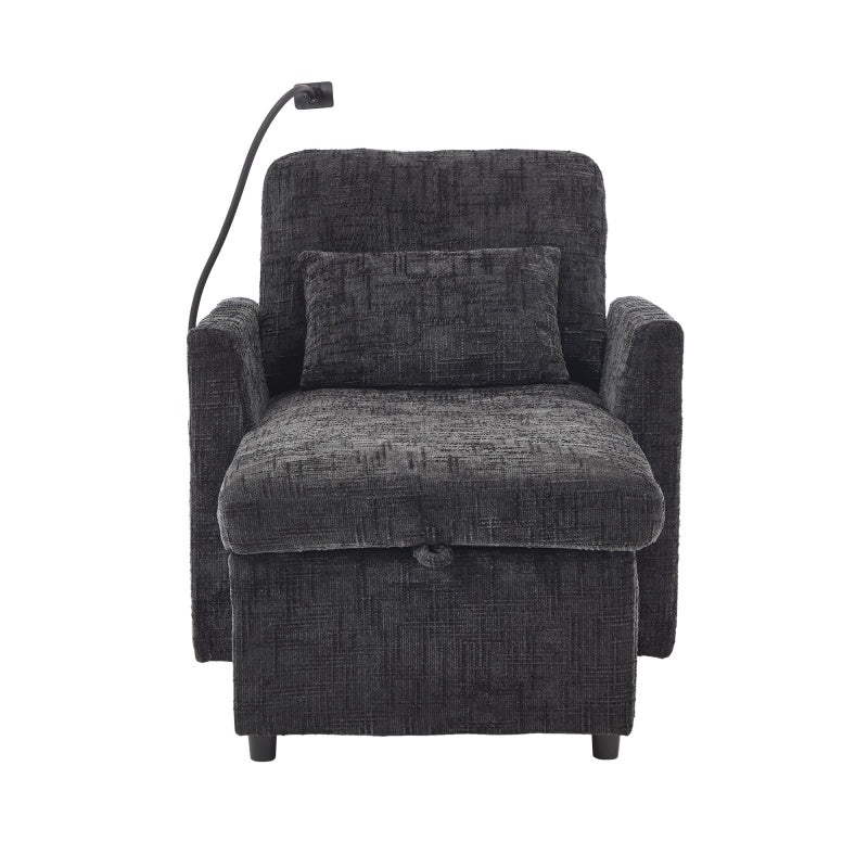 Multifunctional Lazy Person Sofa Recliner with Storage Backrest and Cell Phone Bracket in Chenille for Living Room or Bedroom-海智集-Default-