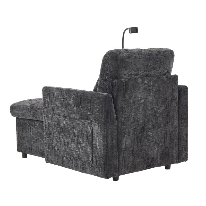 Multifunctional Lazy Person Sofa Recliner with Storage Backrest and Cell Phone Bracket in Chenille for Living Room or Bedroom-海智集-Default-