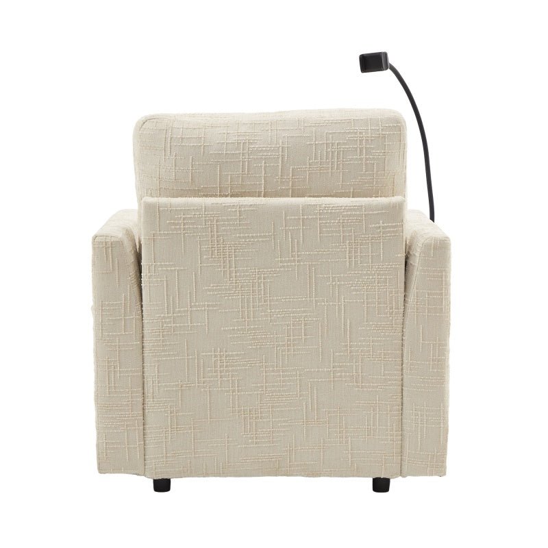 Multifunctional Lazy Person Sofa Recliner with Storage, Cell Phone Bracket, Beige Chenille, 49.21' x 32.27' x 34.25'-海智集-Default-