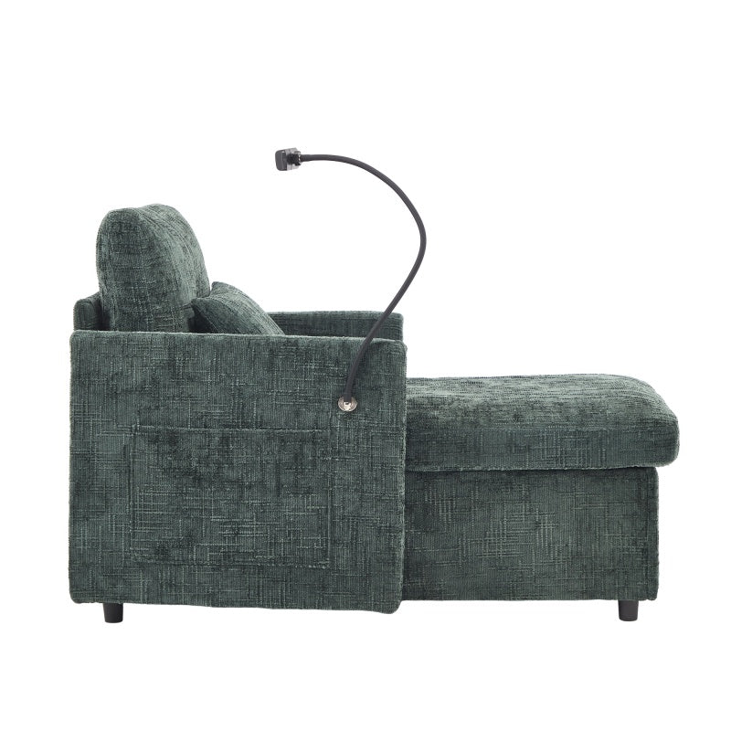 Multifunctional Recliner Sofa with Storage and Cell Phone Stand in Chenille for Living Room and Bedroom-海智集-Default-