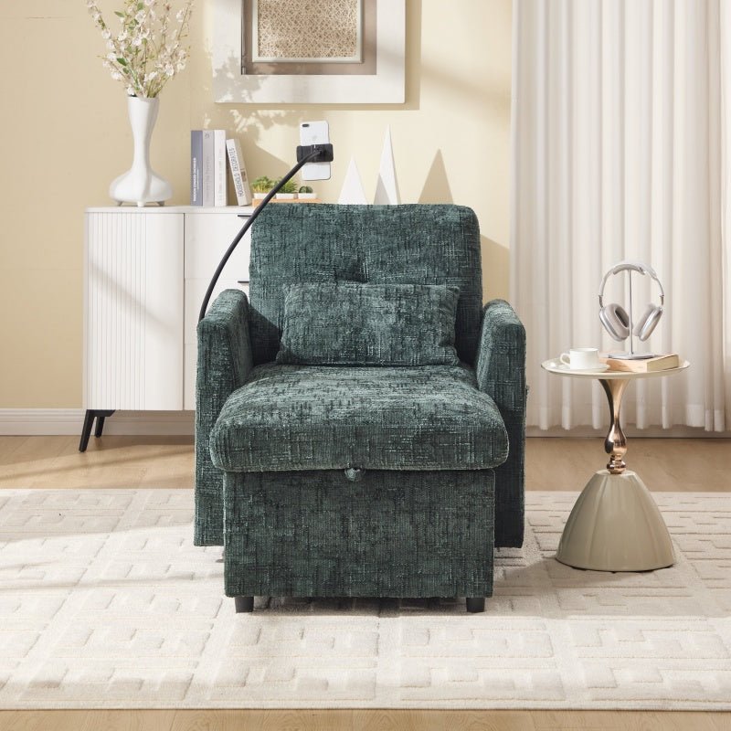 Multifunctional Recliner Sofa with Storage and Cell Phone Stand in Chenille for Living Room and Bedroom-海智集-Default-