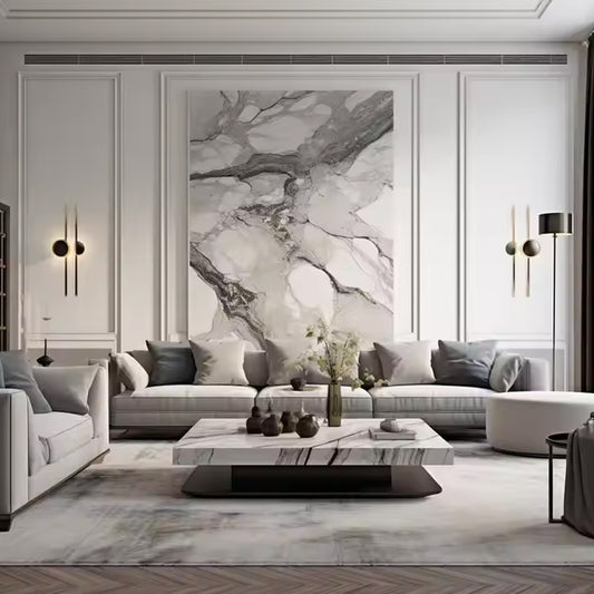 Bathroom Wall Panel White Artificial Marble Spc Toilet Tv Background Wall Panel Wpc Wall Panels & Board-海智集-
