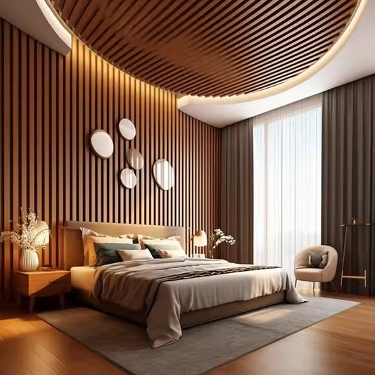 Exterior Ceramic Wood 3d Wall Panel Solid Fluted Wood Wall Panel-海智集-