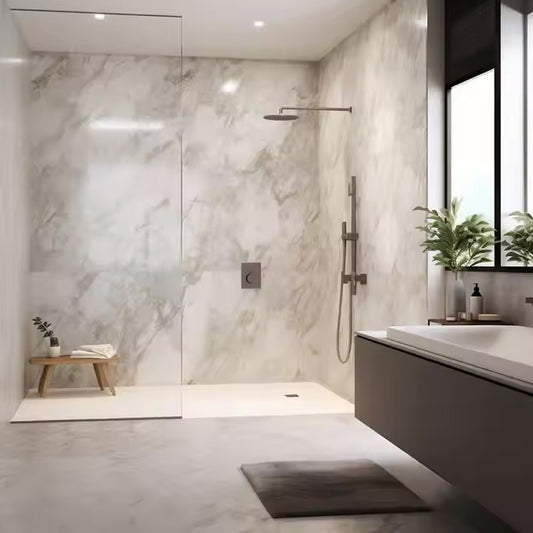 PVC Sheet Coating Decor SPC Embossed Marble Plastic Wpc Wall Panel Board Bathroom-海智集-