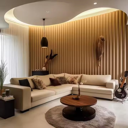 Decorative Concrete Wood Wall Art Decor Panel Pvc 3d Wall Paper Panel Ceiling Interior Wpc Fluted Wall Panel-海智集-