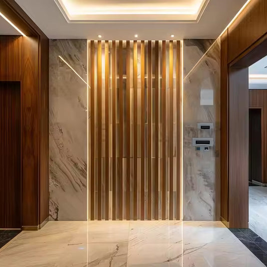 Waterproof Bedroom Decorative Pvc 3d Wpc Fluted Interior Wall Flat Panel-海智集-