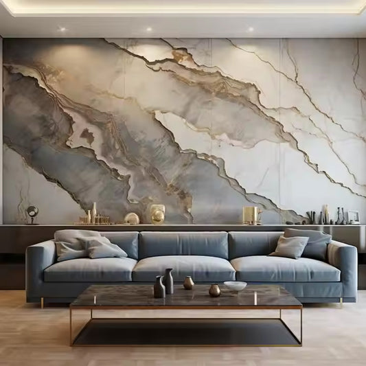 3D Spc Wood Single Shiny Pvc Plastic Interior Indoor Wpc Marble Wall Slot Panel Board Waterproof-海智集-