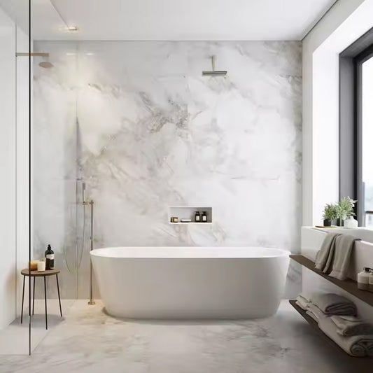 Feature Wall Cladding Spc Marble Bathroom Wall Panel Aluminium Fluted Panel Siding House Wall Panel Indoor-海智集-