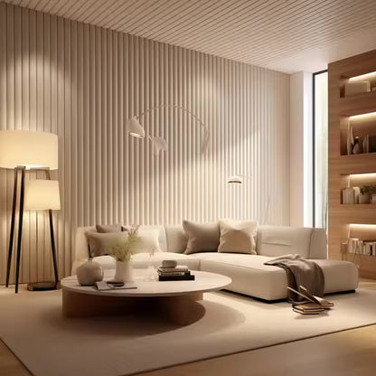 Factory Indoor Decor Wood Plastic Composite PVC Coating Cladding Fluted Wall Board WPC Interior Wall Panel-海智集-