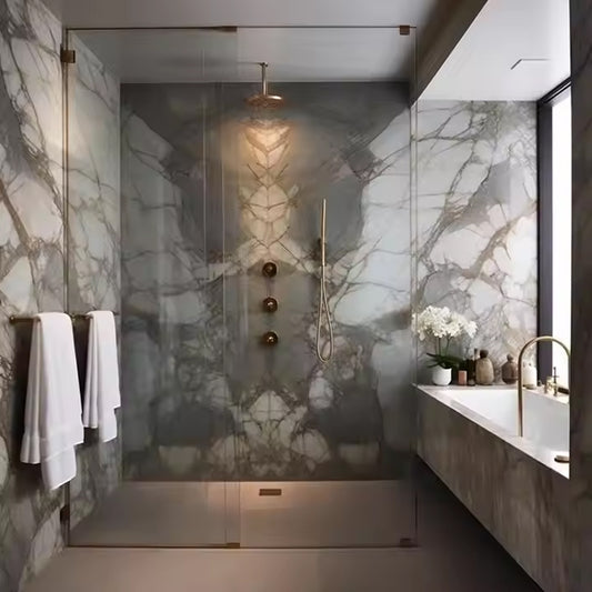 Wholesale 1220x2440mm Wall Board Faux PVC Marble UV Sheet Interior Decoration Wall Panel-海智集-