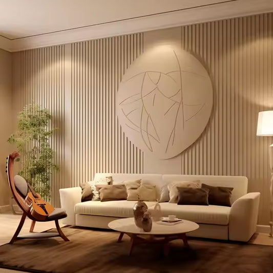 Wooden Grain PVC Wpc Wide Plank Vinyl Interior Fluted Wall Panels Designs for Decoration-海智集-