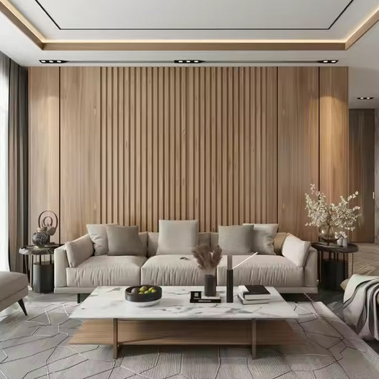 Modern Wood Plastic Composite Partition Feature Wall Panels Decorative Wpc Cladding Fluted Panels Board Louvers-海智集-