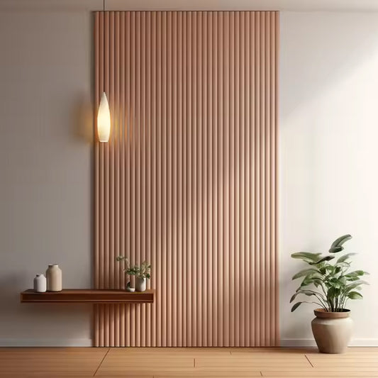 Decorative Material Manufacturer Wood Wpc Plastic Fluted 3D PS Wall Panel Formaldehyde Louvre-海智集-