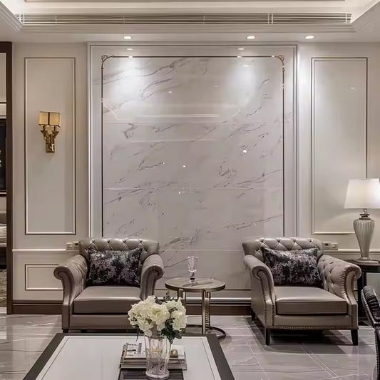 3D Textured Interior Marble SPC UV Wall Panel for Living Room and Bedroom Decoration Sheet-海智集-