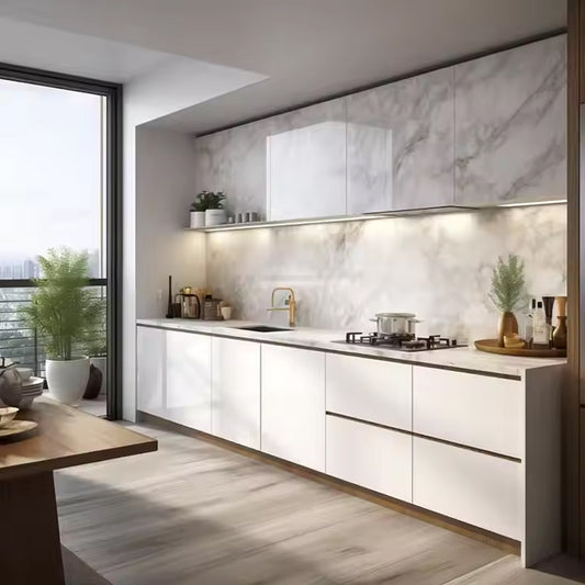Factory High Glossy SPC Wall Panel PVC Marble Boards Polygranite Sheet for Interior Wall-海智集-