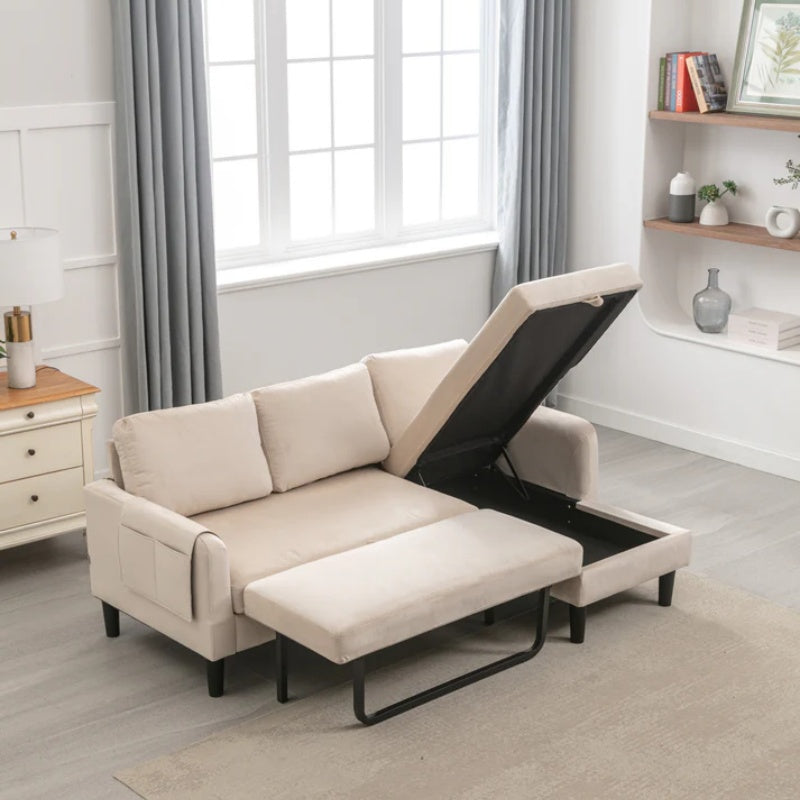 UNITED WE WIN Sectional Sofa Reversible Sectional Sleeper Sectional Sofa with Storage Chaise-海智集-Default-