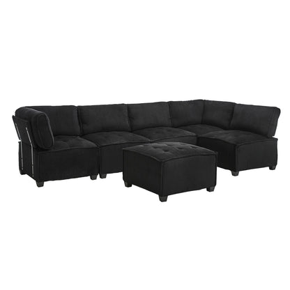 UNITED WE WIN Modular Sectional Sofa U Shaped Modular Couch with Reversible Chaise Modular Sofa Sectional Couch,6- Seat Convertible Sofa,Fit for Living Room-海智集-Default-