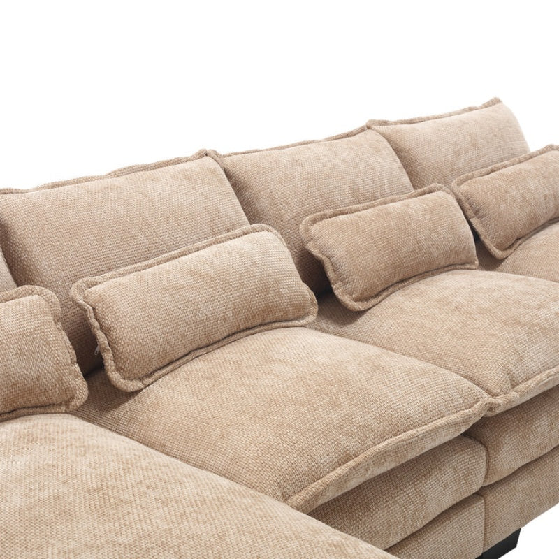 UNITED WE WIN Chenille, high quality sponge filling, solid wood frame, oversized four-seater, U-shaped combination sofa-海智集-Default-