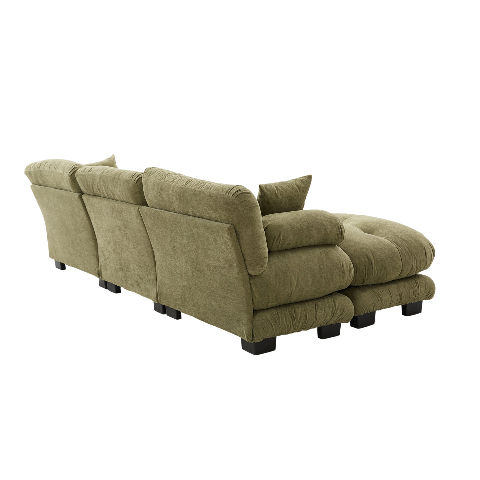 UNITED WE WIN Pelletized velvet U Shape Cloud Couch with 2 Ottomans,Free Combined 3 Seater Comfy Sofa with Bolster Armrest Pillows, sofa for Living Room-海智集-Default-