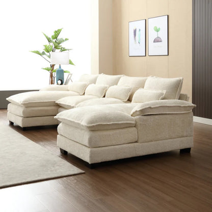 UNITED WE WIN Modern Large chenille Fabric U-Shape Sectional Sofa-海智集-Default-
