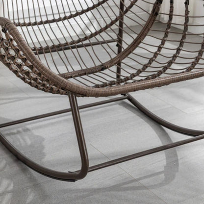 Outdoor Rattan Rocking Chair,Padded Cushion Rocker Recliner Chair Outdoor for Front Porch, Living Room, Patio, Garden, Grey-海智集-Default-