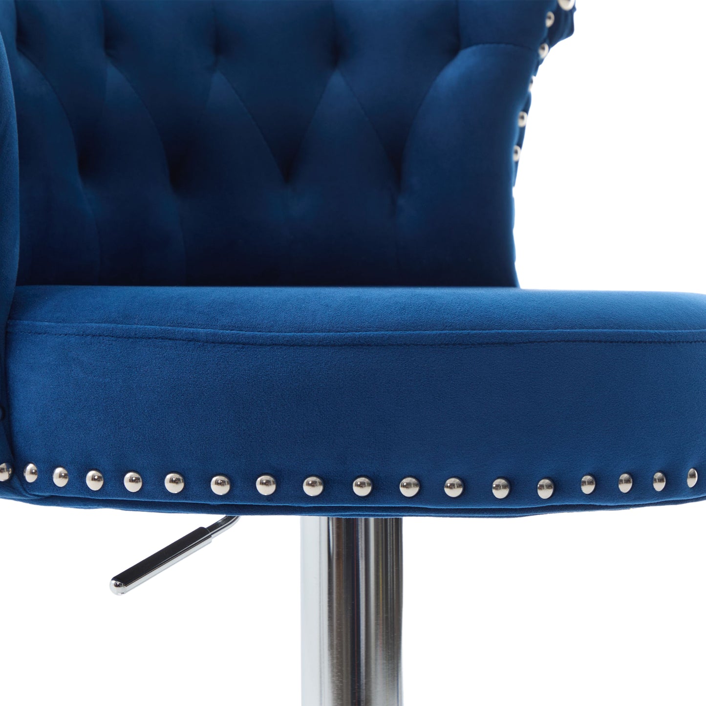 COOLMORE Velvet Bar Stool Set of 2, Adjustable Swivel Bar Stools with Silver Plated Metal Leg, Chrome Nailhead, Counter Height Chair for Kitchen,Dining Room-海智集-Default-