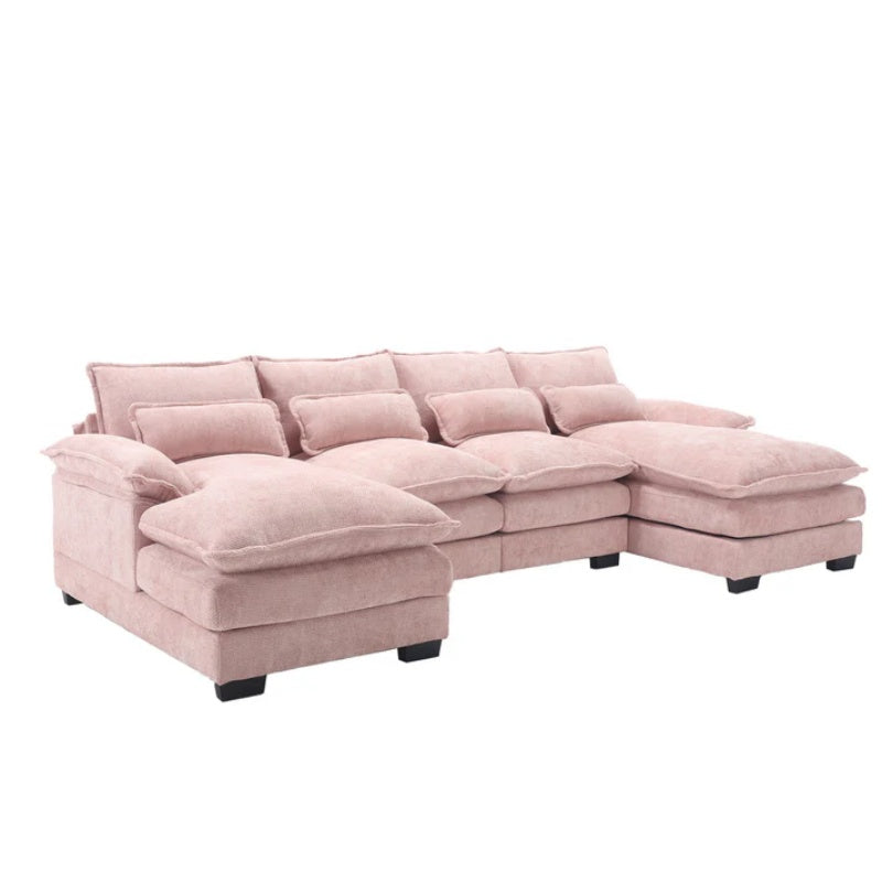 UNITED WE WIN Chenille, high quality sponge filling, solid wood frame, oversized four-seater, U-shaped combination sofa-海智集-Default-