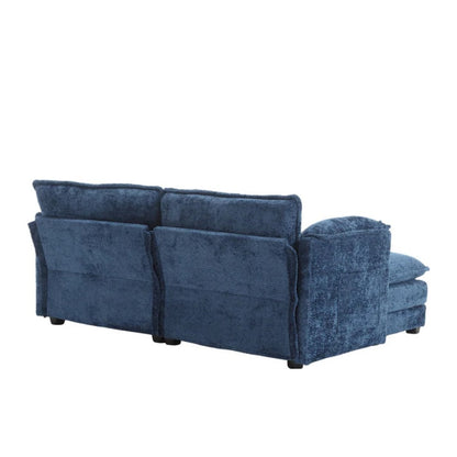 UNITED WE WIN Chenille fabric, removable armrests with side pockets, high density sponge filling, oversized double sofa with footstool-海智集-Default-