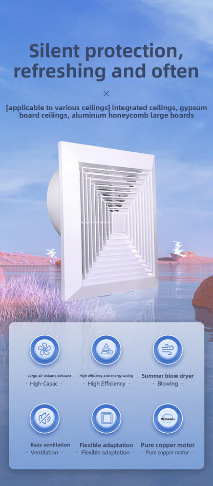 Exhaust Fan Kitchen Household Extractor Fan Powerful Quiet Bathroom Integrated Ceiling Duct Ventilation Fan-海智集-