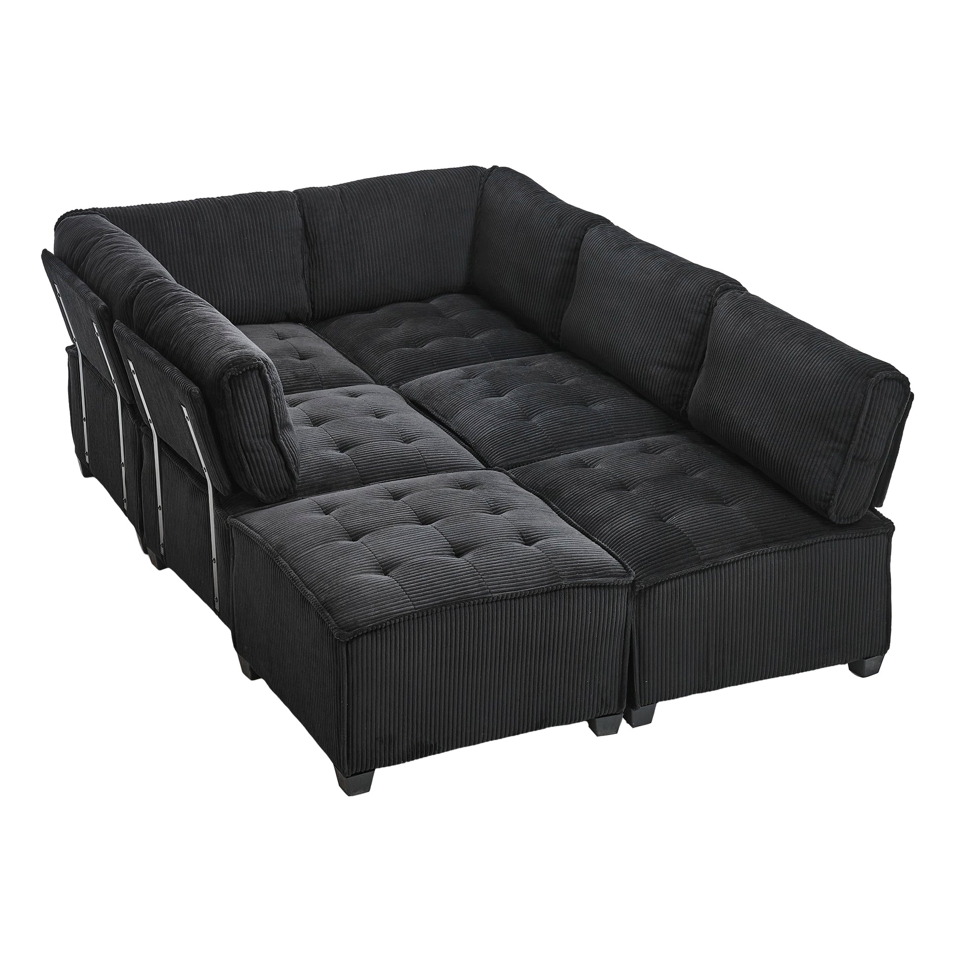 UNITED WE WIN Modular Sectional Sofa U Shaped Modular Couch with Reversible Chaise Modular Sofa Sectional Couch,6- Seat Convertible Sofa,Fit for Living Room-海智集-Default-
