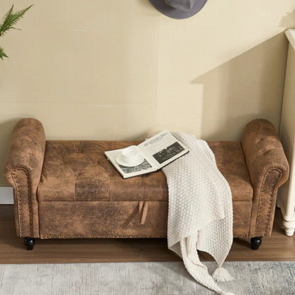Mid-century modern square coffee table storage bench, assembled, suitable for living room, entryway and family room, used as a coffee table, stirrups, shoe bench-海智集-Default-