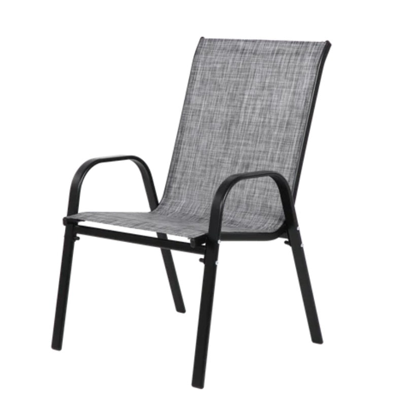 4 Piece Patio Chairs, Outdoor Camping Chairs with Breathable Textilene Fabric, Set of 2 Garden Chairs with Armrest High Backrest for Garden Patio Pool Beach Yard Space Saving ( Grey)-海智集-Default-
