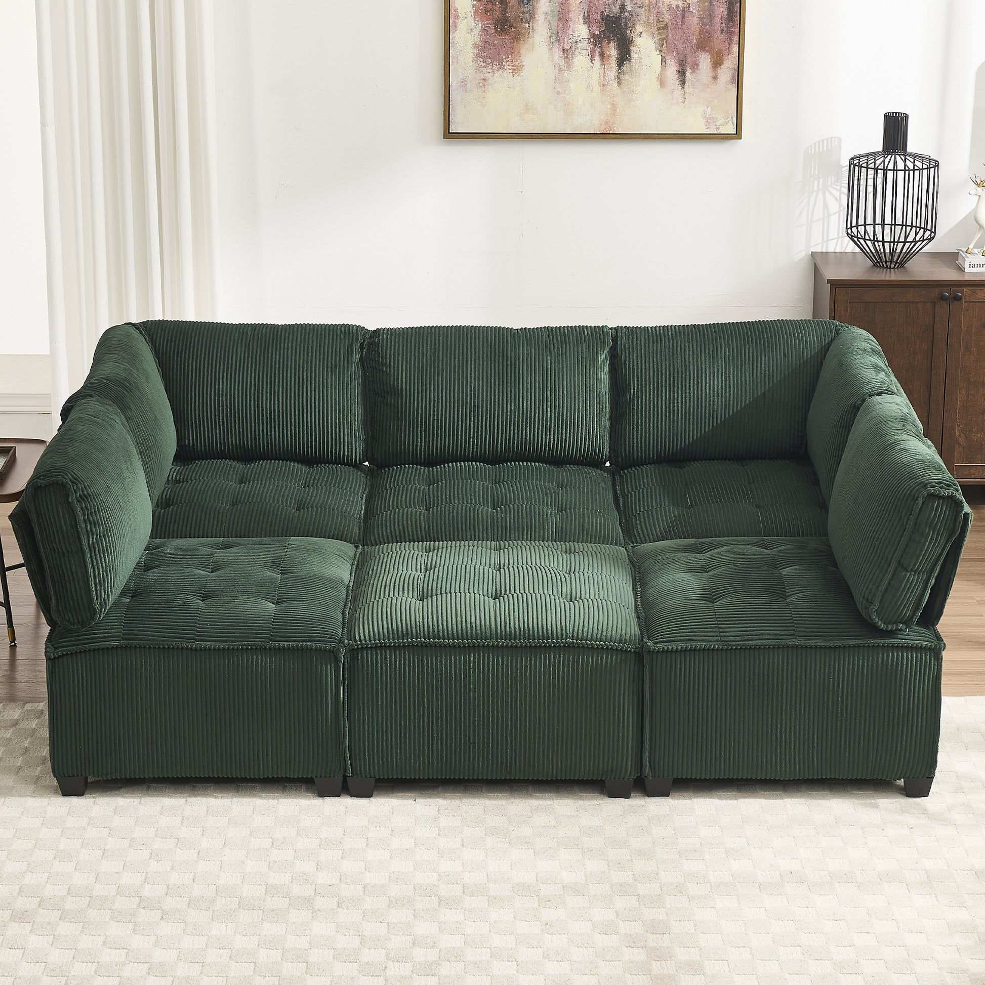 UNITED WE WIN Modular Sectional Sofa U Shaped Modular Couch with Reversible Chaise Modular Sofa Sectional Couch,6- Seat Convertible Sofa,Fit for Living Room-海智集-Default-